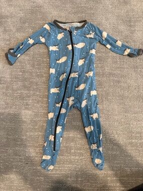 Blue Print Zip-Front Baby One-Piece